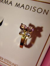 Emma Madison 18kt Gold Over Sterling Silver Child Earrings Color CZ Butterflies