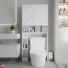 Over-The-Toilet Storage Cabinet, 2 Doors, Farmhouse Style, Space-Saving Rack,