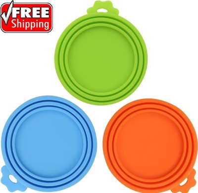 3 Pack Pet Food Can Covers Universal Can Lids Safe/Silicone Dog&Cat Food Can ...