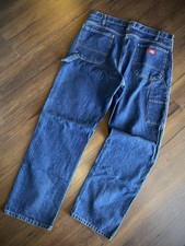 VTG Y2K Dickies Carpenter Jeans Men's 38x32 Blue Baggy Dark Wash Work Mexico
