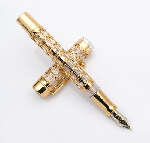 For Jinhao 100 Fountain Pen F Nib Resin Skeleton Hollow Writing Gift Pen - Foto 12 di 25