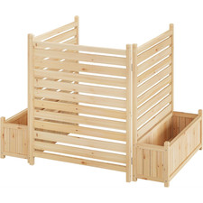 Air Conditioner Fence 3 Panels Outdoor Wood Privacy Screen with Planter Box