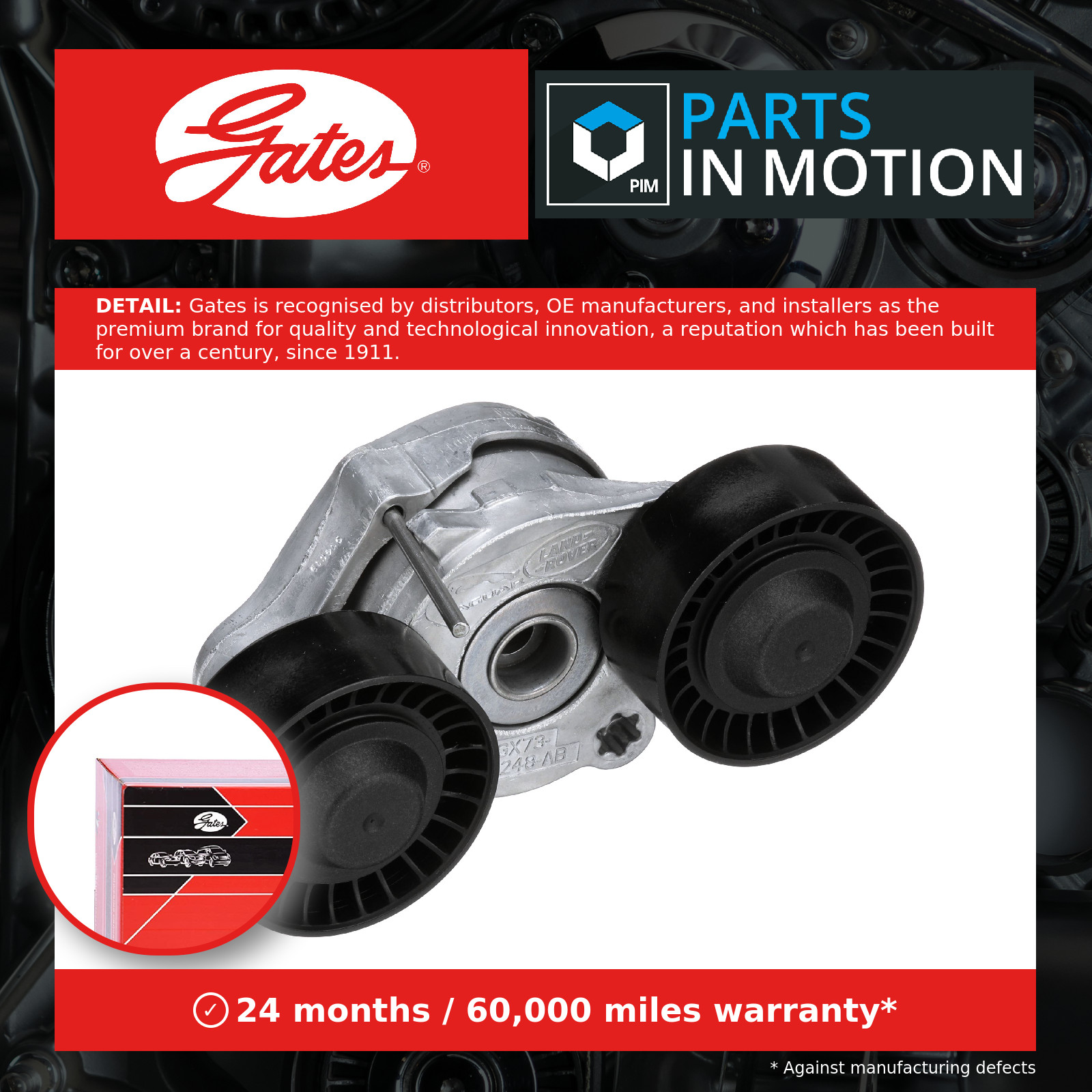 Aux Belt Tensioner fits RANGE ROVER SPORT L494 2.0D 2016 on Drive V-Ribbed Gates
