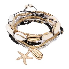 Summer Beach Bracelets Bohemian Multi-Layer Beads Stretch Bracelet, Black