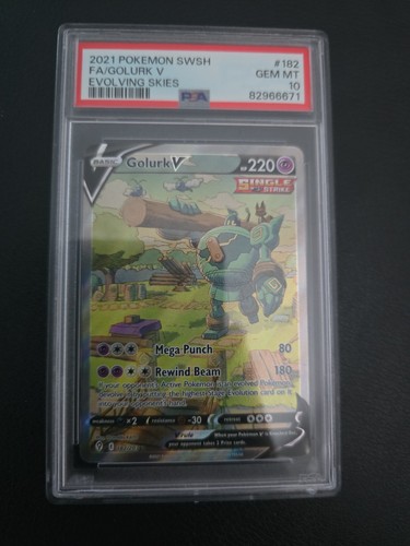 Pokémon TCG Golurk V Evolving Skies Ultra Rare Card 182/203 PSA 10