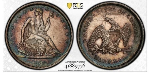 1839 Seated Liberty Half Dollar Drapery PCGS AU Detail 50C Silver with Toning