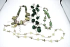 Vintage to Now Wearable Costume Jewelry Lot, Green Stones , 5 Necklaces