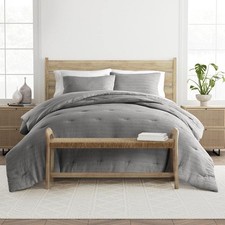 Waffle Textured 3 Piece All Season DownAlternative King Comforter Set in Fog