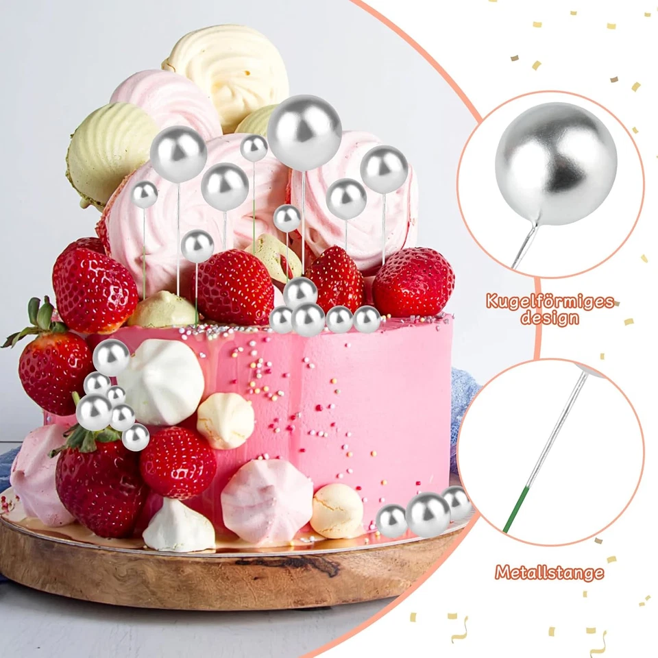 30 Palline Decorative per Torte, Topper per Compleanno, Decorazione per Torte Di - Immagine 3 di 4
