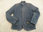 G-Star RAW Jacket Mens Large Blue Military Field Cotton Canvas Button Chore Coat