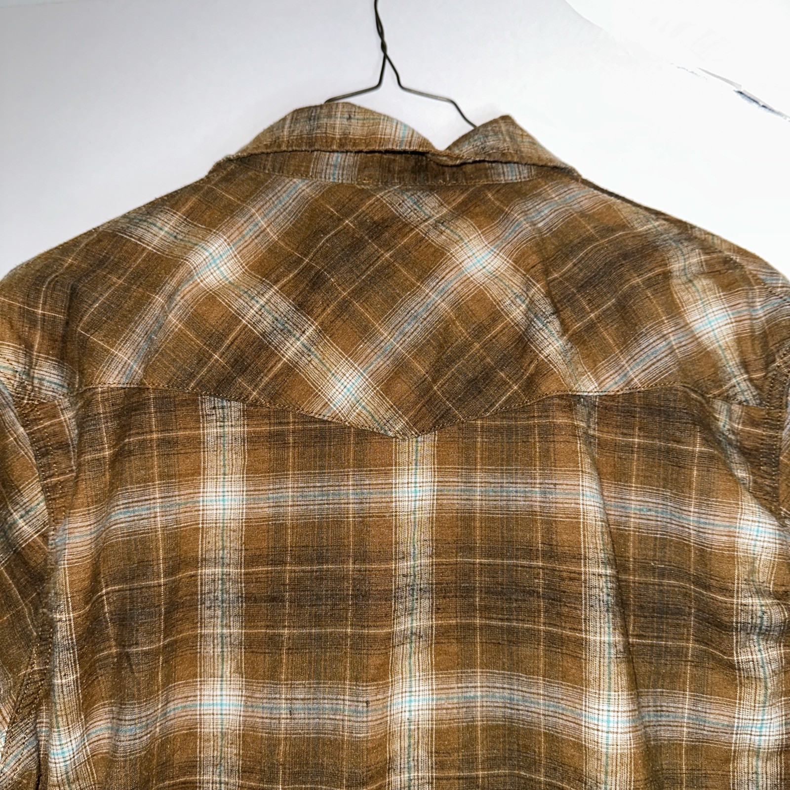 Patagonia Men's Med Brown Plaid Western Pearl Snap Long Sleeve Shirt Vintage Y2K thumbnail 9