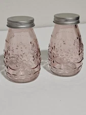 Old East Main Company Pink Clear Glass Modern Cottage Style Hobnail Shaker Set 