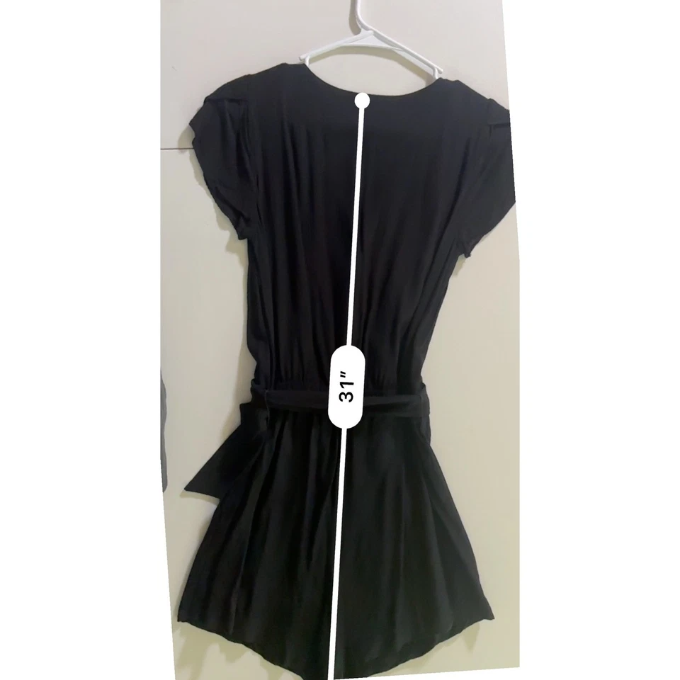 Loft Outlet Petite Black Romper Tie Waist Short Sleeve womens Size 0P teens - Image 4 of 4