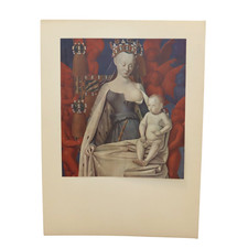 Stampa artistica Maria e Bambino con serafini cherubini Jean Fouquet eliografia 1942