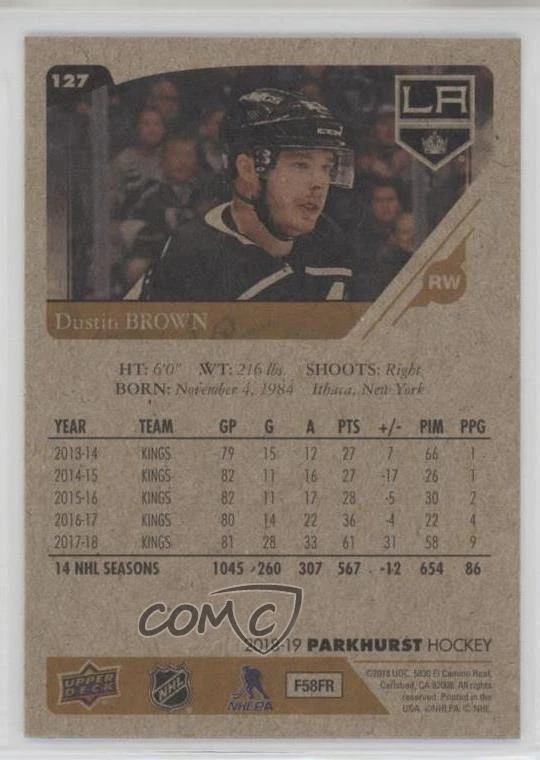 2018-19 Upper Deck Parkhurst Bronze Dustin Brown #127 - Image 2 of 2