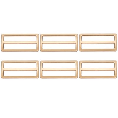 Slide Tri-Glide Buckle, 2''Metal Adjustable Slide Rectangle 6 Pcs & Gold