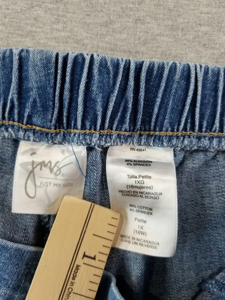 Just My Size Jeans Women's Sz 1X Petite Pull On Stretch Waist MedWash Normcore - Image 3 of 4