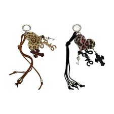 Trendy Animal Print Heart Key Ring Bag Decoration Lightweight Acrylic Jewelry