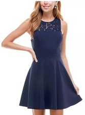 City Studios Juniors' Cutout-Back Round Neckline Fit & Flare Silhouette Dress 13
