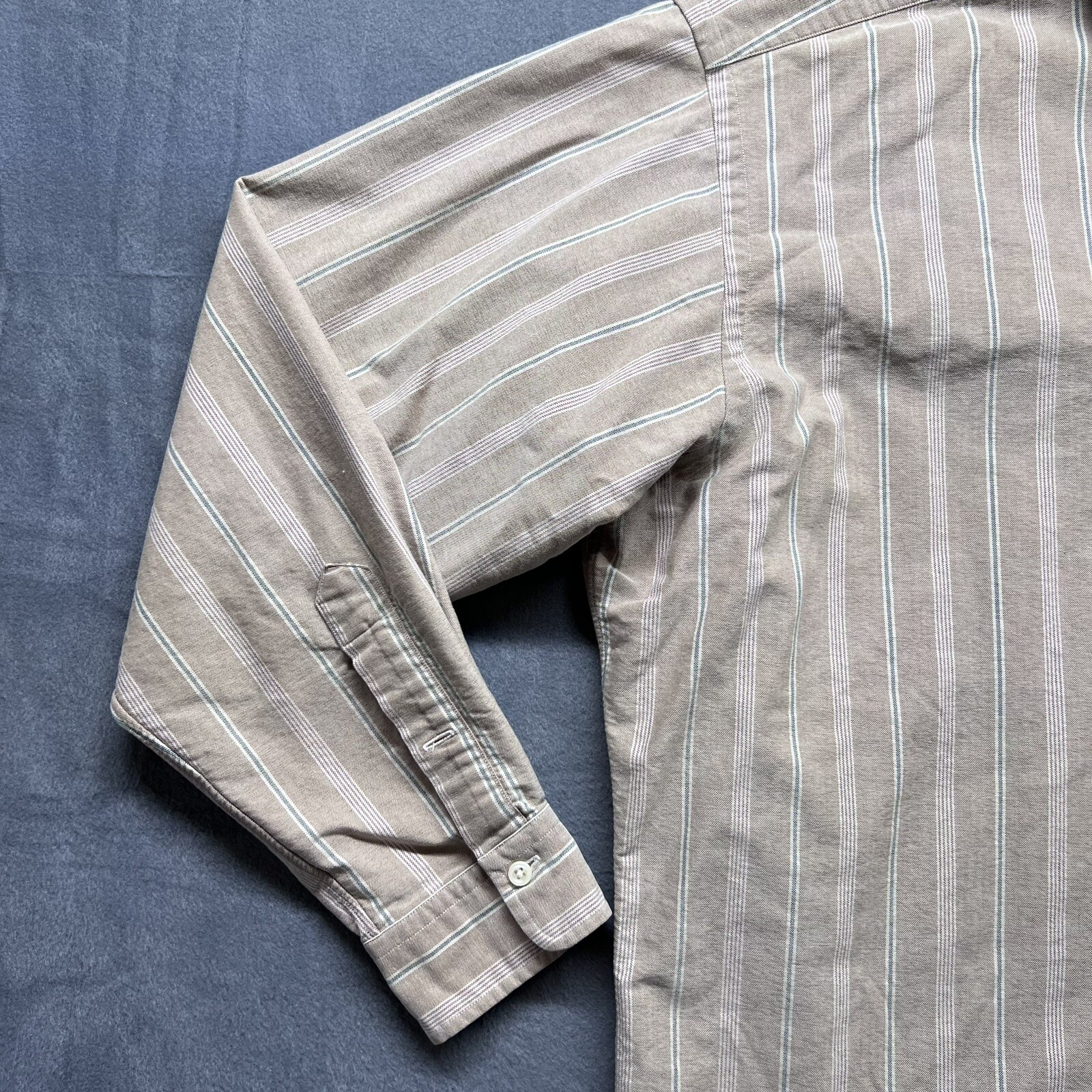 Ralph Lauren camicia uomo grande beige abbottonata righe preppy piccolo pony