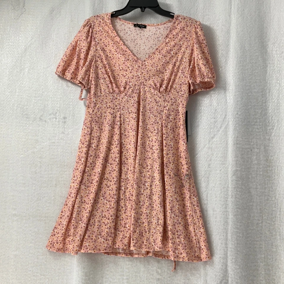 As U желание мини-платье женщин размер XL розовый цветочный V шеи пуловер короткие рукава - Изображение 2 из 4