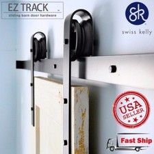 Sliding Barn Door Hardware 6'6" Black  Brown Coffee Steel Track Set Kit