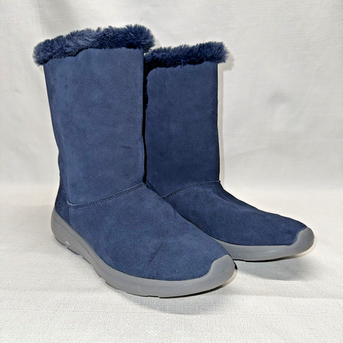 Skechers Winterstiefel Goga Mat Comfort dunkelblau Wildleder Kunstfell gefüttert Gr. 10