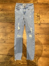 New Look 915 Girls Blue Denim High Rise Super Skinny Ripped Jeans - 11 Years