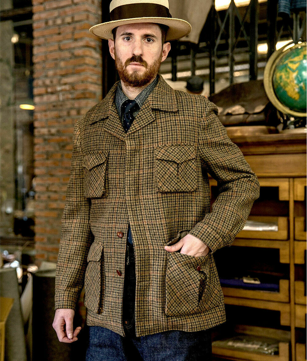 Vintage Classic Houndstooth Hunting Sport Blazer Mens Leisure