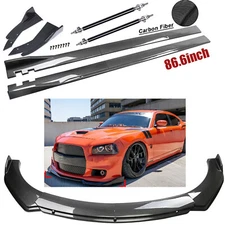 For Chrysler 300 Fiber Front Bumper Lip Spoiler 86.6" Side Skirt Kit