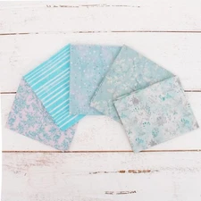 Threadart Exclusive 5 Fat Quarter Bundle Set - Lt Aqua 100% Cotton Fabric