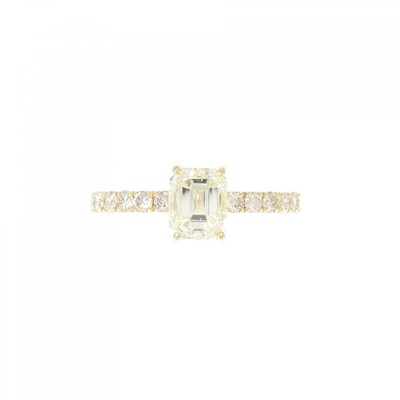 Authentic K18YG Diamond Ring 1.043CT VLY VS1 Emerald cut #270-003 