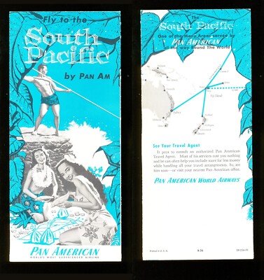 1956 Pan American Travel Brochure Fly to the South Pacific Fiji & Tahiti 