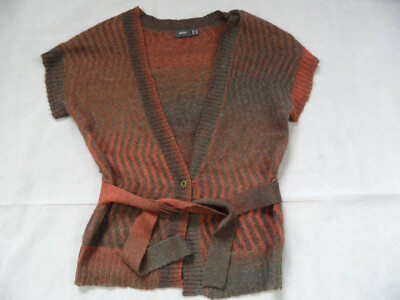 MEXX beautiful cardigan orange brown patterned with belt size M TOP lis320