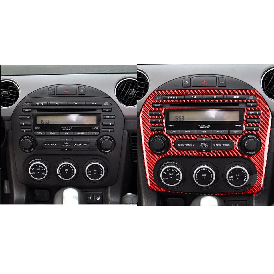 Cubierta de CD de consola central para Mazda MX-5 Miata 09-15 vinilo rojo fibra de carbono Foto 4 de 4