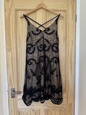 Next Lace & Sequin Mini Dress in Black & Gold