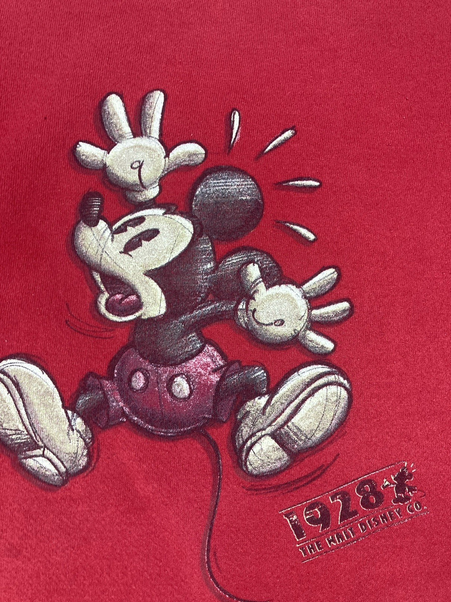 VINTAGE Disney Mickey Mouse Graphic Crewneck Sweatshirt Men XL Red