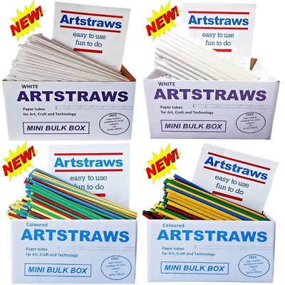 ARTSTRAWS PAPIERSTROHHALME WEISS FARBIG KUNSTSTROHHALME 4mm 6mm MINI BULK  