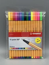 Fineliner point 88 - Wallet of 15 - Assorted colors incl 5 Neon colors