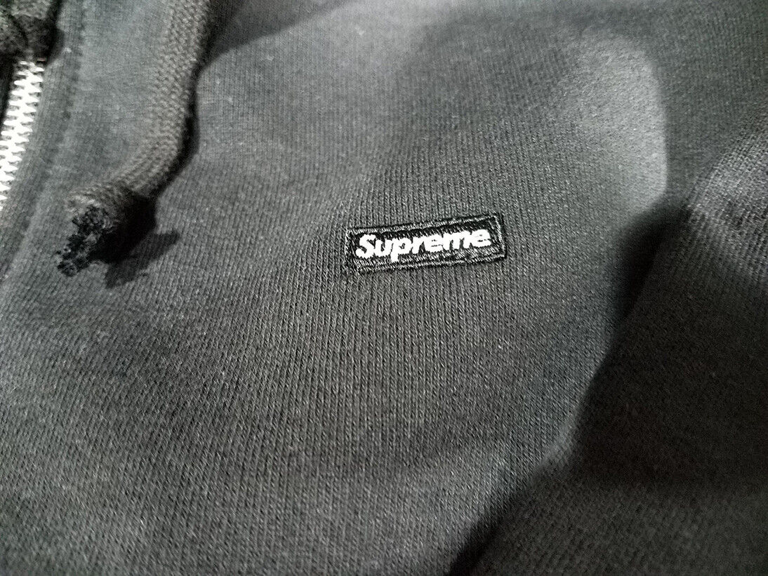 Supreme Small Box Facemask Zip Up Hooded Sweatshirt black with sticker