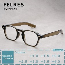 Men Women Square Thick Frame Reading Glasses Clear Lens Retro Presbyopic Glasses