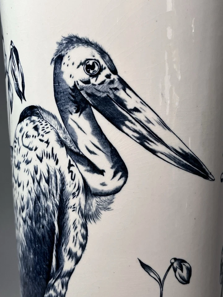Maddocks Lamberton Works Royal Porcelain Umbrella Cane Stand Blue Stork Antique - Image 2 of 4