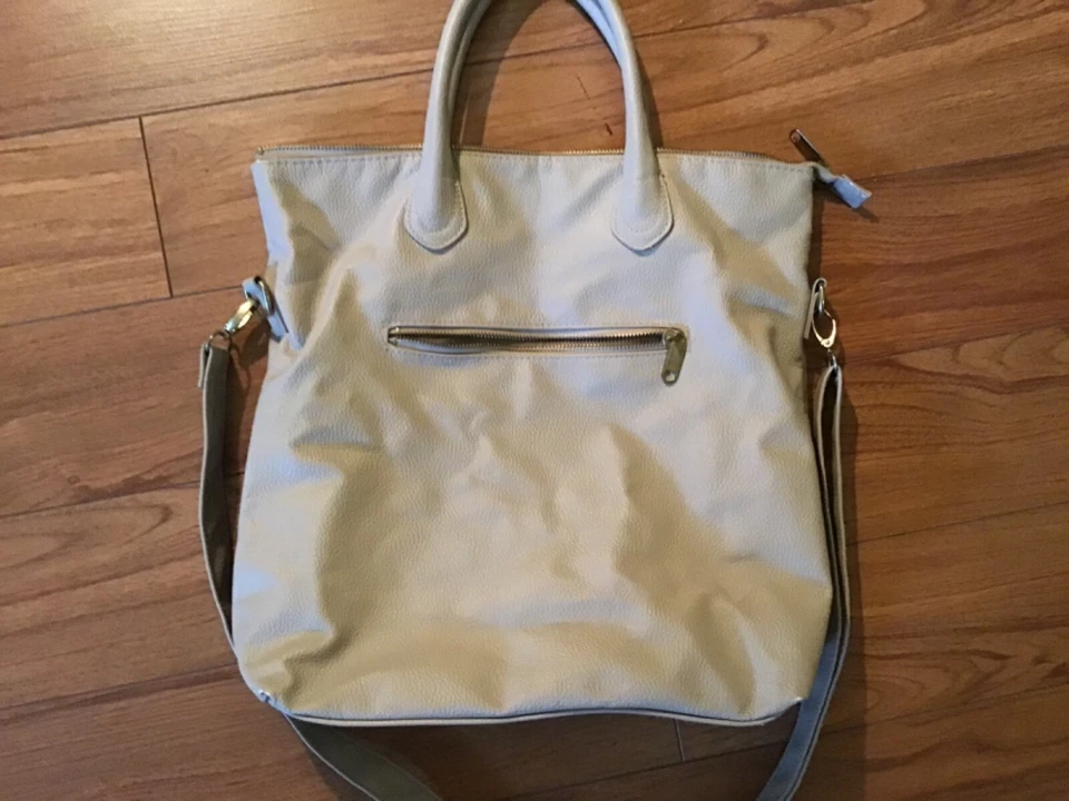 HM Handbag Women Large Beige Faux Leather Tote Purse Shoulder Bag - Image 2 of 2