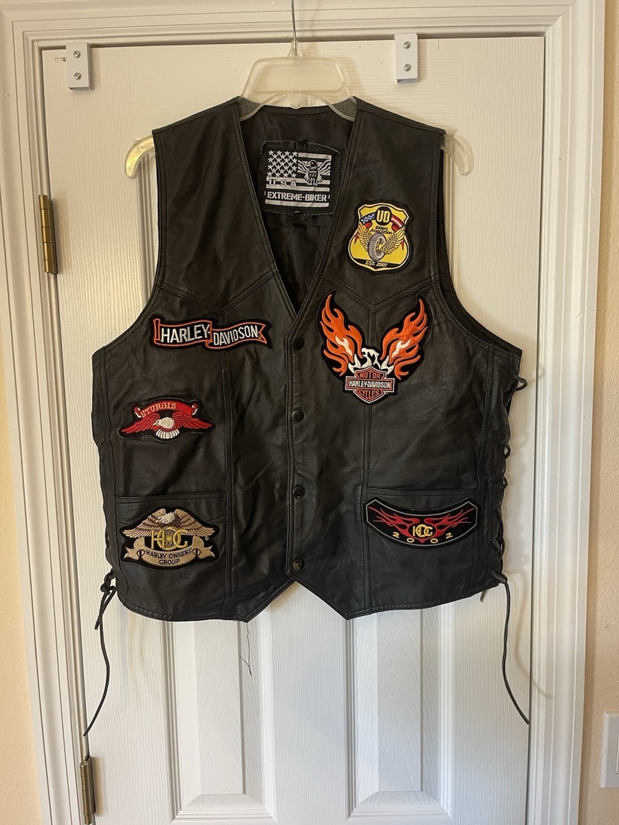 Vintage USA Extreme Biker Leather Motorcycle Vest With
