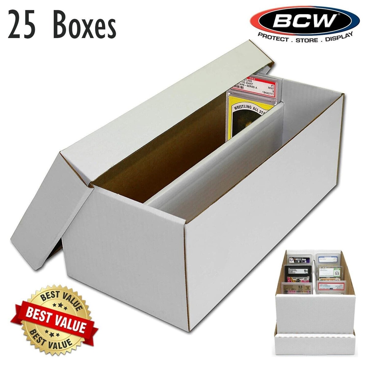 graded card shoe box Max Protection (5) 2-Row Cardboard Storage Boxes 7 1/8 x 5 3/4 x 14 1/8 2-Pack • Max Pro Graded