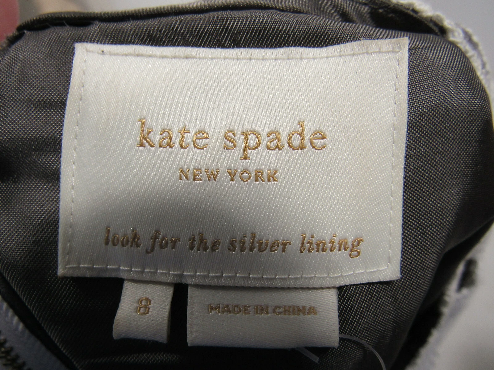 KATE SPADE White Lace Taupe Gray Lining Shift Dress sz 8