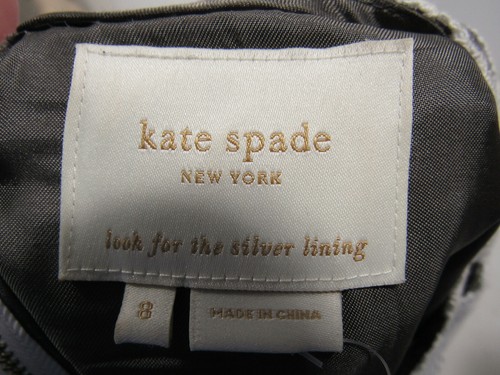 KATE SPADE White Lace Taupe Gray Lining Shift Dress sz 8 - Picture 6 of 6