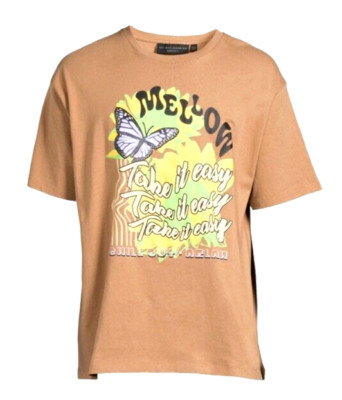 NO BOUNDARIES Big Man 2XL Brown Take it Easy Mellow Cotton Graphic T-Shirt NWT