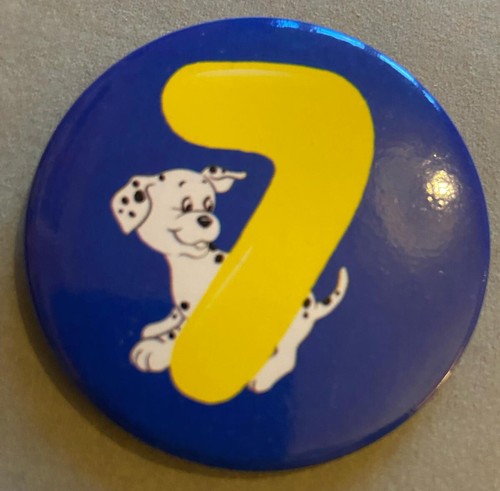 Number 7 Birthday Badge - Dalmation - Blue & Yellow