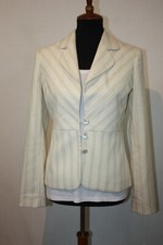 WHBM Sz 4 Women's Ivory Striped Business 3 Button Blazer Jacket Fully Lined